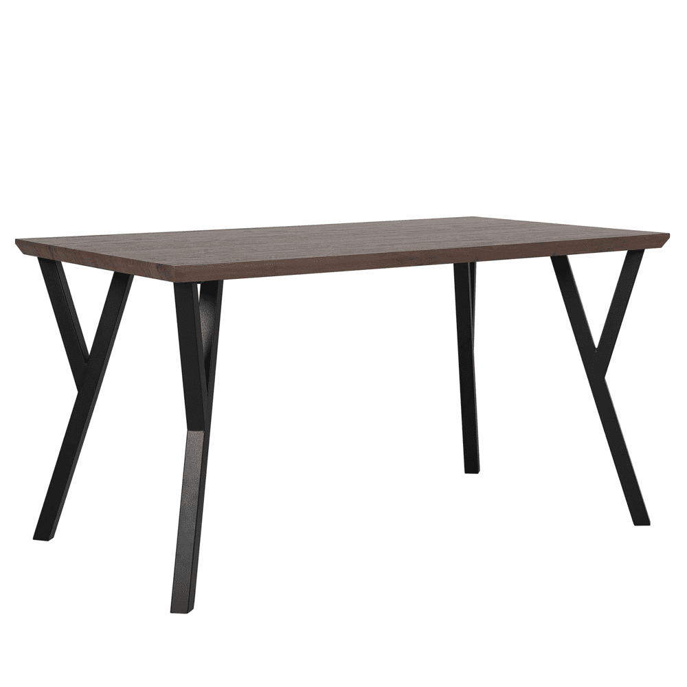 Beliani Jedálenský stôl 140 x 80 cm tmavé drevo s čiernym BRAVO